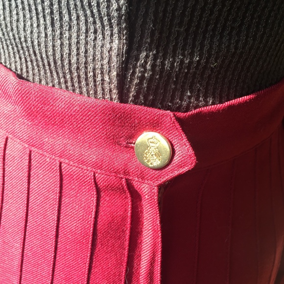 Burgundy Wool Vintage midi Fully Pleated Skirt - Picture 6 of 6